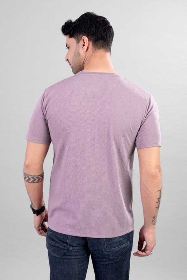 Lavendar Ribbed Style Cotton Regular Fit T-Shirt - Image 5