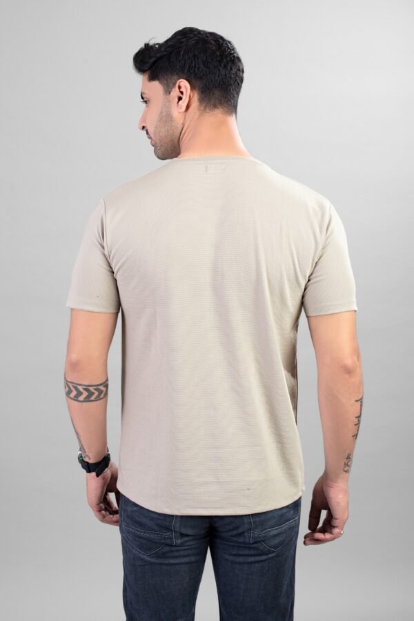 Off White Ribbed Style Cotton Regular Fit T-Shirt - Image 5